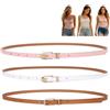 Generic Cintura in pelle ultra sottile per donna - Cintura regolabile slim per la vita con fibbia metallica, progettata per abiti, jeans, cerimonie nuziali, accessori di moda per donne magre, piccola cintura