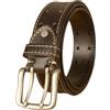 OBASDFD Cintura Casual For Jeans A Doppio Ardiglione, Con Occhielli, Vera Pelle Pieno Fiore, Punto Fibbia Resistente