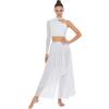 Chaoyinn Vestito La Danza Contemporanea Donna Ensemble con Spalla Nuda Camicetta E Pantaloncino La Danza Lirica Moderna
