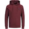 JACK & JONES Felpa con Cappuccio da Uomo Jjebasic con Logo Sweat Hood Noos, Rosso (Porta Royale/Logo: Navy Blazer), S