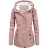Generico Cappotto Donna Invernale Manica Lunga Tinte Unite con Cappuccio - Parka Donna Invernale Cerniera con Tasche Pesante Montagna Casual Giubbotti Termica Classico Piumini Rosa XL