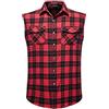 Iris Sprite Camicia da uomo senza maniche a quadri, casual, in flanella, con bottoni, vestibilità larga, con tasca, Plaid rosso-a210, L