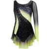 Alvivi Abito da Balletto Bambina Monospalla con Strass Vestito da Danza Classica Moderna Lirica Body da Pattinaggio Artistico Ballerina Ginnastica Ritmica Dancewear A Giallo 5-6 Anni