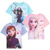 Disney Confezione da 3 magliette di Frozen, per bambini, con Elsa e Anna, in cotone, idea regalo, Multi, 3-4 Anni