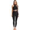 Alvivi Tuta Intera per Pattinaggio Artistico Donna Monospalla con Strass Bodysuit Leotard Ginnastica in Rete Trasparente Jumpsuit Danza Latina Allenamente Nero S