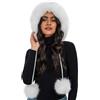 S.ROMZA Pelliccia Sintetica Cappello a Maglia da Donna con Pompom Caldo Cranio cap Proteggere l'orecchio Inverno Berretto Cappello per Le Donne (Bianco)