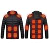 Generico Giacca Riscaldata per Uomo Donna Cappotto Tinta Unita in Cotone 15-17 Zone Riscaldamento a Doppi Controlli Giubbotto Termico Riscaldato Elettrico con USB Invernale Giubbottos Zip Unisex Oversize
