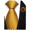 Hi-Tie Set di cravatte extra lunghe da uomo, 160 cm, 178 cm, seta solida, cravatte da uomo e spille floreali, 70''(178cm)