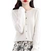 Youllyuu Maglione Cardigan Girocollo in Lana 100% Cappotto Maglione in Cashmere Maglione Sottile Lavorato a Maglia Tinta Unita White XL