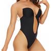 MUNSKT Body Donna Backless Donna Body Senza Schienale Invisibile con Reggiseno Push Up Scollo a V Profondo Shaper Contenitivo Perizoma per Matrimonio Festa (black, l)
