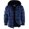JACKETOWN Giacca Uomo in Pile Con Cappuccio Camicia in Flanella a Quadri Giacca Intermedia Calda E Imbottita Giacca Casual Con Tasche Ideale per Autunno E Inverno