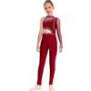 Kaerm Tuta Intera da Pattinaggio Artistico Bambina Body Danza Classica Ginnastica Artistica Monospalla Balletto Leotards con Strass Tutina Costume da Allenamento Dancewear Rosso 9-10 anni