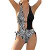 SHEKINI Costumi da Bagno Un Pezzo Donna Regolabile Stampati Cutout Costumi Interi Donna Elegante Monokini Bikini da Spiaggia(S,Nero Y2)