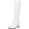 Generic Stivali da donna con tacco elegante, in pelle, con tacco a blocco, a gambo lungo, sopra il ginocchio, in pelle PU, a mezza altezza, Z01 bianco, 38