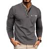 Ryehack Maglietta Uomo Manica Lunga Casual Cotone T-Shirt con Bottoni Polo Golf Maglia Regular Fit S-2XL