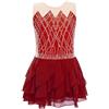 Oyolan Vestito Pattinaggio Artistico Ragazza Bambina Leotard Ginnastica Body Danza Strass Senza Maniche Costume Spettacolo 5-14 Anni, 9-10 Anni