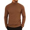 COOFANDY Maglione a Collo Alto Uomo Camicia a Maniche Lunghe T-Shirt Leggera Pullover Slim Fit Marrone XL