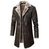 Generisch Cappotto in vera pelle, da uomo, nero, lungo, Western - Giacca invernale calda, per le mezze stagioni, termica, in pelle, traspirante, con chiusura lampo, marrone, m