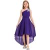 iEFiEL Elegante Abito da Principessa Bambina Ragazza Vestito Cerimonia da Damigella d'Onore Cocktail Festa di Compleanno Sposa Nozze Viola 7-8 Anni