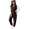 Fulidngzg Pigiama Intero Donna Invernale in Pile Calda con Zip Orecchie di Gatto Pigiami Coppia Animali Comodo Simpatico da Mamma e Figlia Uguale Elegante per Casa Natale Carnevale,Marrone,M