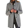 Generic Cappotti autunnali da donna 2025 - Cappotto lungo da donna, misto lana, doppio petto, con cappuccio e chiusura a bottone, a grigio, M