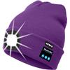 ATNKE Berretto Bluetooth con LED Illuminato, USB Ricaricabile Wireless Musicale Cappello Corsa Ultra Bright 4 LED Impermeabile Lampada per Sci Escursionismo Campeggio Ciclismo/Inner Purple