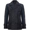 Infinity Leather Uomo Tedesco Nero Navale Dr Who Mucca Nascondi Pea Cappotto in Pelle M