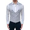 Evoga Gilet panciotto uomo sartoriale doppiopetto raso grigio chiaro (S, Grigio)