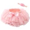 Beganly Gonna morbida con volant in tulle con fodera per pannolini, principesse, feste, tutù, set con fascia floreale