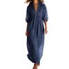 WZMYDBD Abiti Estivi Donna Lungo Casual Vestiti Lunghi Prendisole Cotone Maniche A Tre Quarti Vestito da Spiaggia Leggero Casual Abiti Elegante Copricostume Summer Dress