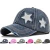 Initlove Cappellino da baseball a coda di cavallo da donna con stella alta disordinata cappelli chignon in cotone lavato cappelli invecchiati, Marina Militare, Taglia unica