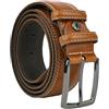 No Limits Cintura Uomo In Vera Pelle, Made in Italy, Classica Con Cuciture e Accorciabile, Fibbia in Metallo Nickel Free, Alta 3,5 cm Con Scatola
