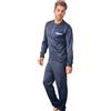 GARY Pigiama da Uomo, Maschio, Lungo, Estivo, in Cotone,Serafino, Articolo 640080, Made in Italy (52 / XL IT Uomo, Blue)
