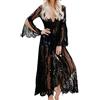 LikeJump Vestito Donna Pizzo Floreale Cardigan Copricostume Maxi Abito Bohemien Costume da Bagno Kimono