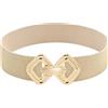Initlove Cintura elastica da donna con fibbia dorata per abiti, Bling Beige Band Fibbia Oro, Fat Waist 26-28