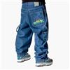 The blueskin Baggy Jeans Uomo Skate Pantaloni Larghi Hip Hop Rap - Colore Blu Used Stone Wash Scuro - W 32 IT 46