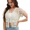 SMDPPWDBB Cardigan aperto da donna a maniche corte Bolero - beige - Taglia Unica