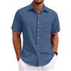 Casey Kevin Camicia Lino Uomo Estiva Henley Shirts Tinta Unita Elegante Casual da Spiaggia Maglietta