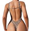 ZC8bdbd Costume da Bagno Sexy a Spalla Scoperta in Un Pezzo per Donna, Taglio Alto, Perizoma Bikini, Monokini, Leopardati, S