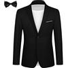 Allthemen Abito da Uomo in 2 Pezzi in Tinta Unita con Un Bottone Blazer + Cravatta Giacca Formale da Lavoro per Matrimonio Nero S