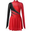 Oyolan Body da donna Ginnastica Strass Brillante Vestito Pattinaggio Artistico Manica Lunga Costume Danza S-L, Tipo H Rosso, S