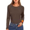 Crewhpo Intimo Termico Invernale Maglie Termica Traspirante Maglia Intima Donna a Maniche Lunghe Maglietta Termica Girocollo Sottogiacca Caldo Marrone XXL