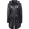 A1 FASHION GOODS Donna Vera Pelle 3/4 Giacca Lunga Nero Trench Cappuccio Staccabile Duffle Coat Luna