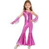 Chaoyinn Bambina Tuta Ginnastica E Pattinaggio Artistico Con Guanti Metallizzati E Strass Abito Concorsi Bellezza Serate E Spettacoli Rosa scuro 9-10 anni
