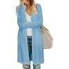 Fisoew Cardigan da Donna con Apertura Frontale Manica Lunga Maglione Leggero con Tasche, Azzurro, XL