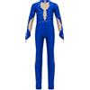 Agoky Bambina Tuta Intera da Ginnastica Artistica Pantalone Lungo Ballerina Leotards Danza Classica Balletto Strass Costume da Ballo Dancewear Blu Reale E 13-14 Anni