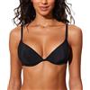 DOBREVA Top Bikini Donna Costume Reggiseno con Ferretto Scollo Profondo V Senza Imbottitura Nero 4E