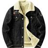 Vhersily Giacca Di Jeans Da Uomo Trucker Jacket Sherpa Giacca In Pile Foderata In Pelliccia Di Orsacchiotto Denim Vintage Stand Collar Alla Moda Autunno Inverno Streetwear Leggero Regalo Capodanno