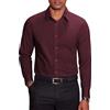 COOFANDY Camicia da Uomo in Cotone a Maniche Lunghe Stretch Anti-Piega Tinta Unita Regular Fit per Business e Tempo Libero Bordeaux XXL
