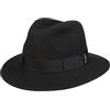 Borsalino Cappello in Lana Piemonte Traveller Donna/Uomo - Made Italy di Feltro con Nastro Grosgrain, Grosgrain Inverno Autunno/Inverno - 61 cm Nero